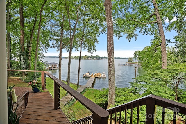 exterior space with a water view