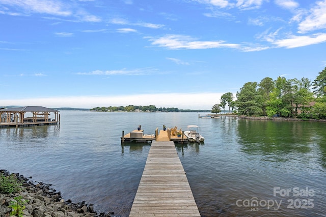 dock area featuring a water view