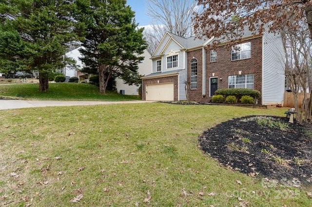 view of front of house featuring a garage and a front yard