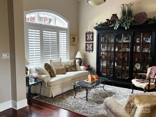 sitting room featuring dark hardwood / wood-style flooring