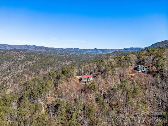 bird's eye view with a mountain view