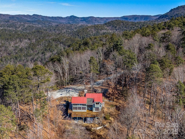 bird's eye view with a mountain view