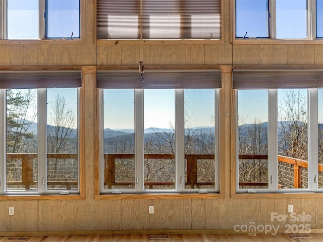 interior space featuring a mountain view