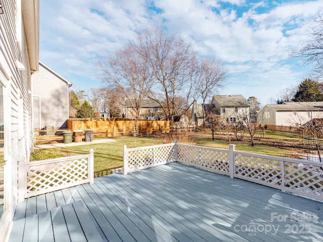 wooden deck featuring a yard