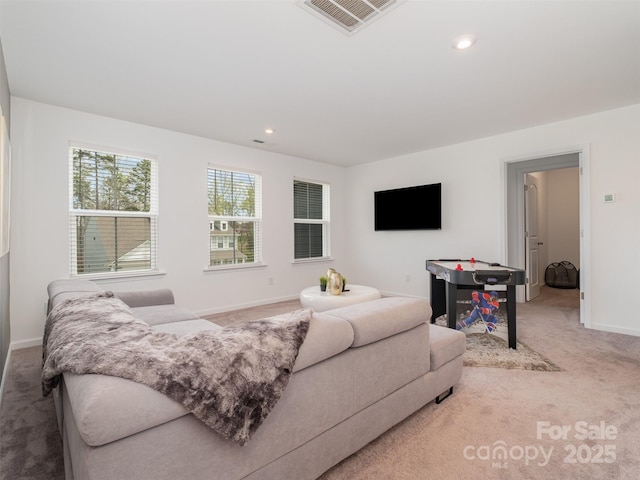 living room featuring carpet flooring