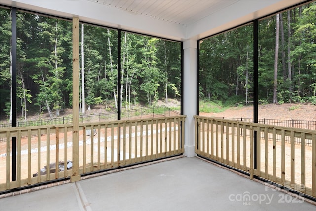 view of unfurnished sunroom