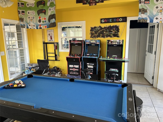 playroom with light tile patterned floors