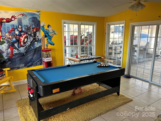 game room featuring light tile patterned flooring and billiards