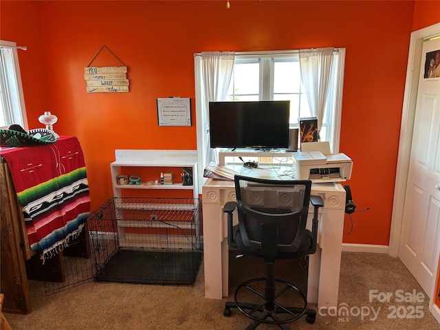 office area with carpet flooring