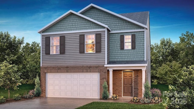 view of front facade featuring a garage