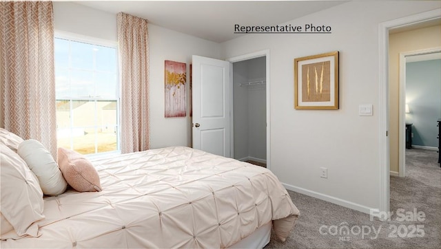 bedroom with a closet and carpet flooring