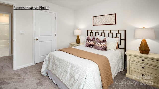 bedroom featuring carpet