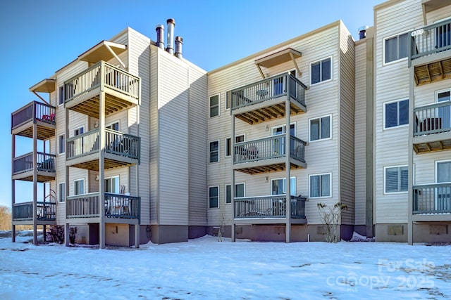 view of snow covered building