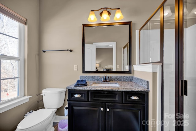 bathroom with toilet and vanity