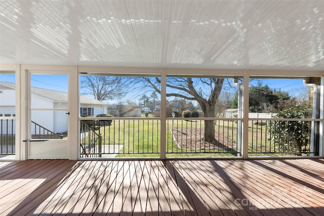 view of unfurnished sunroom