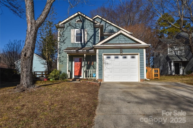 front of property with a garage