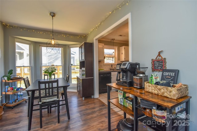 dining area featuring dark hardwood / wood-style flooring