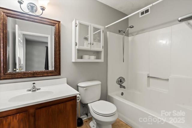 full bathroom with toilet, shower / bathtub combination, and vanity