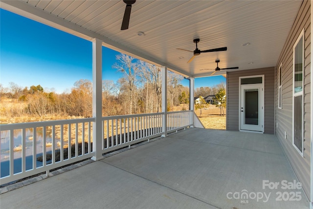 view of patio with ceiling fan