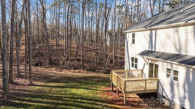 view of yard with a deck