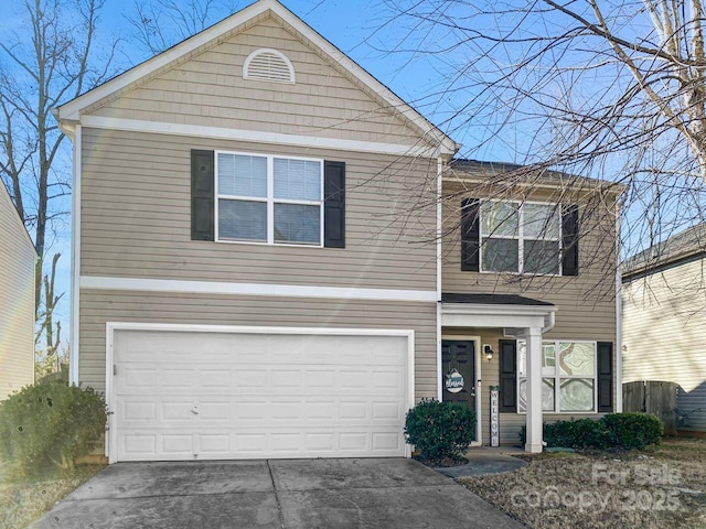 front of property featuring a garage