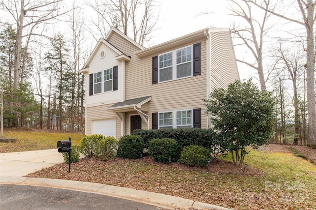 view of front of house with a garage