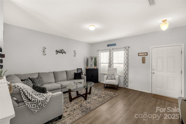 living room featuring hardwood / wood-style flooring