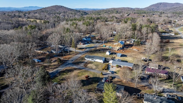 birds eye view of property featuring a mountain view