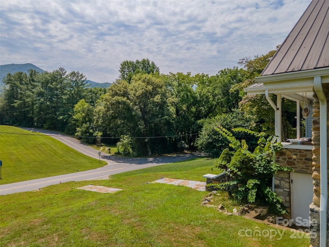 view of yard featuring a mountain view