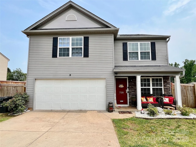 719 Dottie Dr, Boiling Springs, SC 29316 - traditional home featuring driveway, a garage, and covered porch