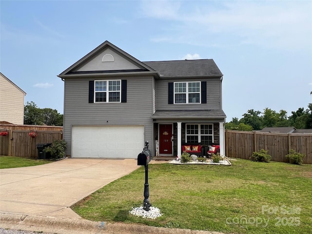 719 Dottie Dr, Boiling Springs, SC 29316 - traditional-style home featuring covered porch, an attached garage, and concrete driveway