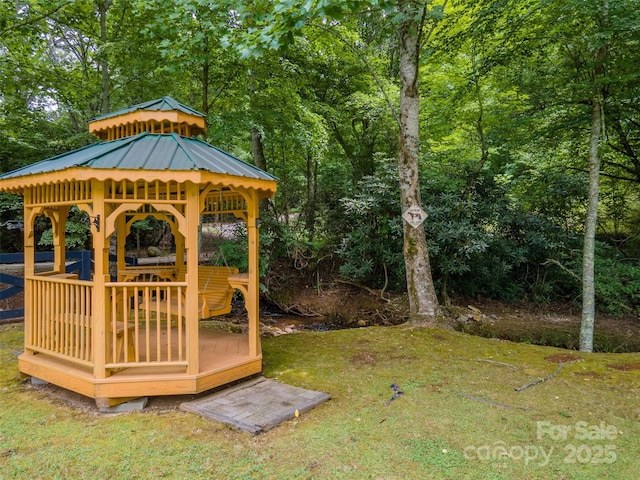 view of yard featuring a gazebo