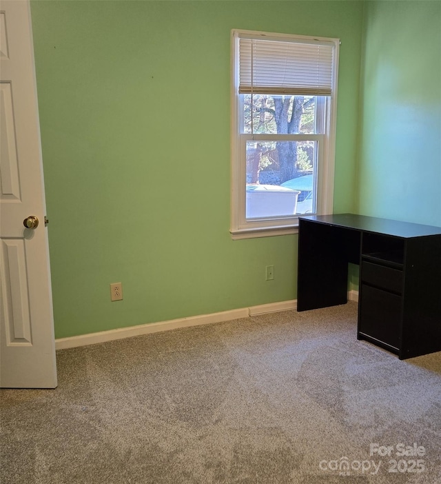 unfurnished office featuring light colored carpet