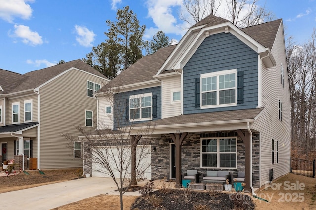 craftsman-style home featuring a garage