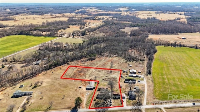 bird's eye view featuring a rural view