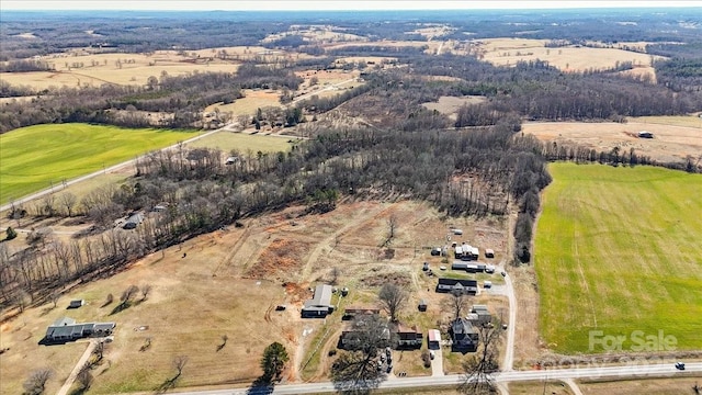 drone / aerial view with a rural view