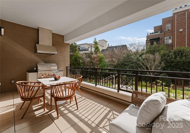 balcony featuring area for grilling