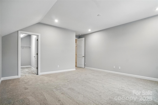 9657 Liberty Hill Dr, Mint Hill, NC 28227 - interior space with light carpet, recessed lighting, lofted ceiling, and baseboards