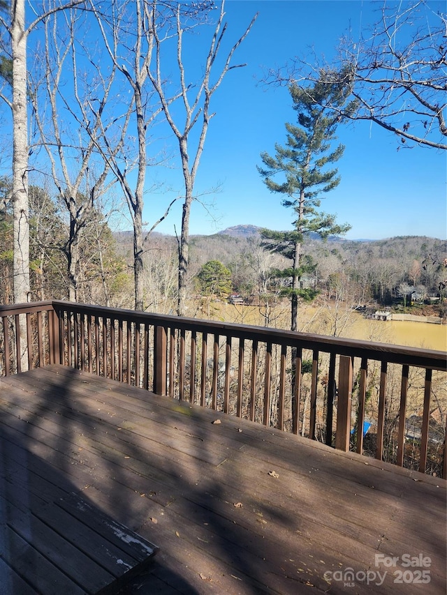 deck with a mountain view