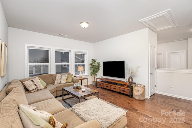 living room with wood-type flooring