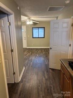 hall featuring dark wood-type flooring