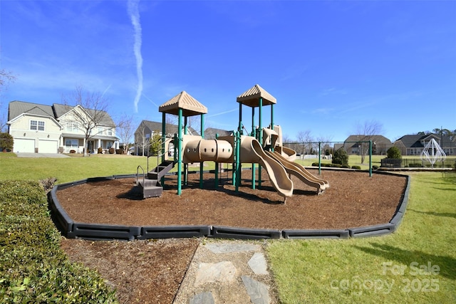 view of play area with a lawn