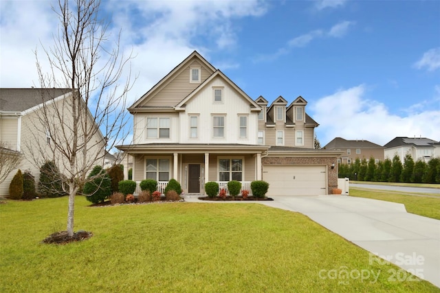 view of front facade with a porch and a front yard