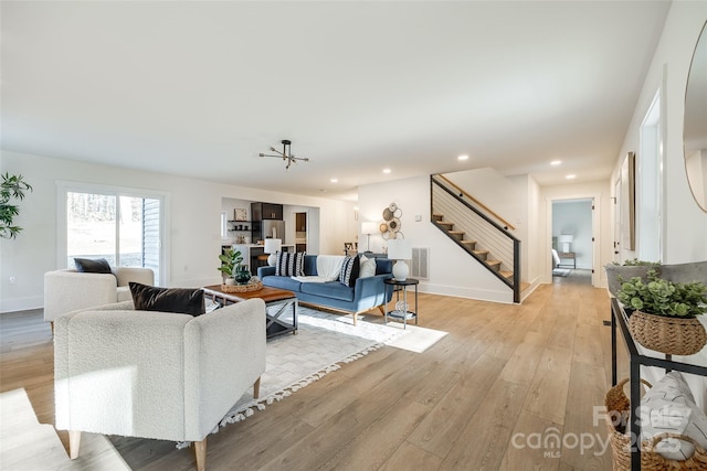 living room featuring light hardwood / wood-style floors