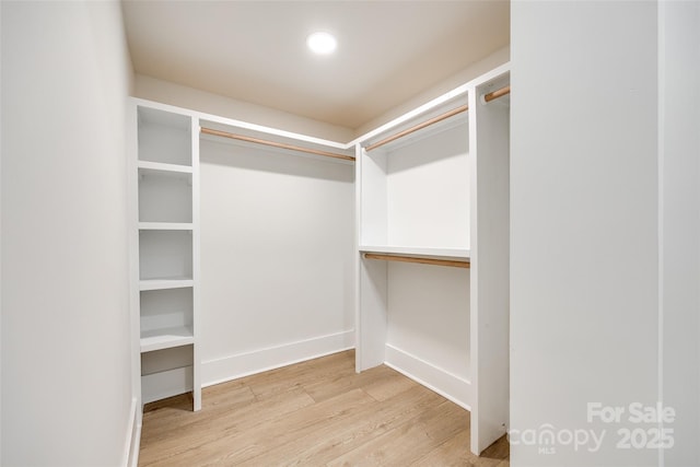 walk in closet featuring light hardwood / wood-style floors