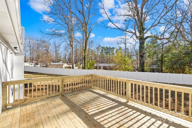 deck with a fenced backyard