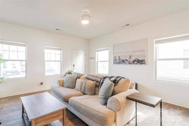 living room featuring hardwood / wood-style flooring