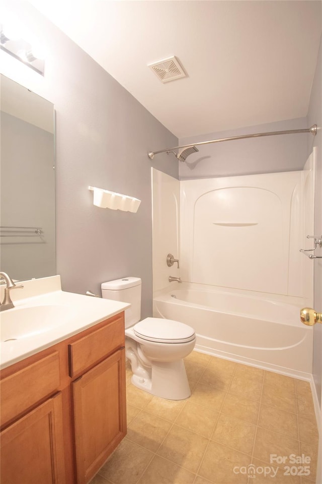 full bathroom with vanity, toilet, and shower / bathing tub combination