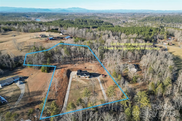 aerial view featuring a mountain view