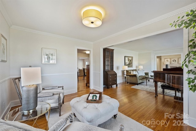 7135 Folger Dr, Charlotte, NC 28270 - living area featuring wood finished floors and crown molding